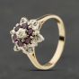 Second Hand 9ct Yellow Gold Ruby & Diamond Star Design Cluster Ring 41384050