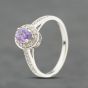 Second Hand 9ct Yellow Gold Amethyst & 0.13ct Diamond Oval Cluster Ring 41384123