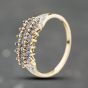 Second Hand 9ct Yellow Gold Tanzanite & 0.03ct Brilliant Cut Diamond Three Row Ring 41384163