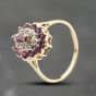 Second Hand 9ct Yellow Gold Ruby & 0.04ct Brilliant Cut Diamond Marquise Shape Cluster Ring 41384173