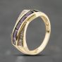 Second Hand 9ct Yellow Gold Amethyst & Diamond Crossover Ring 41384180