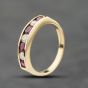 Second Hand 9ct Yellow Gold Ruby & Diamond Channel Set Half Eternity Ring 41384196
