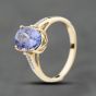 Second Hand 9ct Yellow Gold Tanzanite & Diamond Oval Dress Ring 41384223