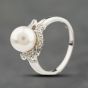 Second Hand 14ct White Gold Cultured Pearl & Diamond Swirl Design Dress Ring 41384224