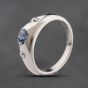 Second Hand 9ct White Gold Topaz & Diamond Rubover Set Three Stone Ring 41384264