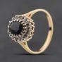 Second Hand 9ct Yellow Gold Sapphire & Diamond Oval Cluster Ring 41384272