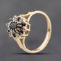 Second Hand 9ct Yellow Gold Sapphire & Diamond Oval Cluster Ring 41384274