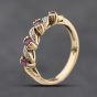 Second Hand 9ct Yellow Gold Ruby & Diamond Swirl Half Eternity Ring 41384281