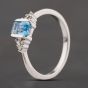 Second Hand 9ct White Gold 0.50ct Blue Topaz & 0.09ct Diamond Seven Stone Ring 41384324