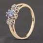 Second Hand 9ct Yellow Gold 0.30ct Sapphire & 0.04ct Brilliant Cut Diamond Oval Three Stone Ring 41384327