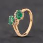 Second Hand 14ct Yellow Gold Emerald & 0.11ct Diamond Dress Ring 41384335
