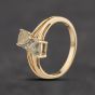 Second Hand 9ct Yellow Gold Pale Green Tourmaline & 0.01ct Diamond Two Stone Dress Ring 41384339