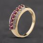 Second Hand 9ct Yellow Gold Ruby & Diamond Three Row Half Eternity Ring 41384341