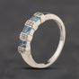 Second Hand 9ct White Gold Blue Topaz & Diamond Square Cut Half Eternity Ring 41384351