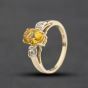 Second Hand 9ct Yellow Gold Citrine & Diamond Dress Ring 41384352