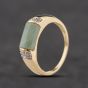 Second Hand 9ct Yellow Gold Jade & Diamond Dress Ring 41384359