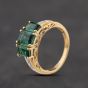 Second Hand 9ct Yellow Gold Synthetic Emerald & 0.06ct Diamond Dress Ring 41384381