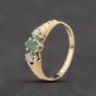 Second Hand 9ct Yellow Gold Emerald & Diamond Three Stone Ring 41384386