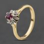 Second Hand 18ct Yellow Gold Ruby & 0.06ct Diamond Cluster Ring 41384390