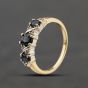 Second Hand 9ct Yellow Gold Blue Topaz & 0.06ct Diamond Half Eternity Ring 41384394