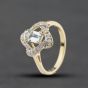 Second Hand 9ct Yellow Gold Aquamarine & 0.16ct Diamond Dress Ring 41384441