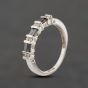 Second Hand 9ct White Gold Sapphire & 0.08ct Diamond Two Row Half Eternity Ring 41384498