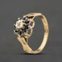 Second Hand 9ct Yellow Gold Sapphire & 0.01ct Diamond Round Cluster Ring 41384504