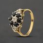 Second Hand 9ct Yellow Gold Sapphire & 0.02ct Diamond Boat Shaped Cluster Ring 41384507