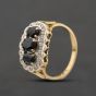 Second Hand 9ct Yellow Gold Sapphire & 0.12ct Diamond Scallop Shaped Cluster Ring 41384510