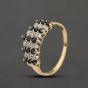 Second Hand 9ct Yellow Gold Sapphire & 0.06ct Diamond Tiered Three Row Ring 41384513