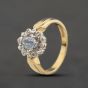 Second Hand 9ct Yellow Gold Blue Topaz & 0.04ct Diamond Oval Cluster Ring 41384515