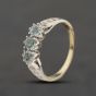 Second Hand 9ct White Gold Blue Topaz & 0.03ct Diamond Three Stone Ring 41384516