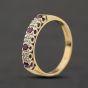 Second Hand 9ct Yellow Gold Ruby & 0.02ct Diamond Half Eternity Ring 41384518