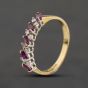 Second Hand 9ct Yellow Gold Ruby & 0.08ct Diamond Half Eternity Ring 41384519
