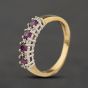 Second Hand 9ct Yellow Gold Ruby & 0.10ct Diamond Half Eternity Ring 41384520