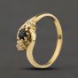 Second Hand 9ct Yellow Gold Sapphire & 0.02ct Diamond Twist Three Stone Ring 41384524