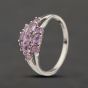 Second Hand 9ct White Gold Topaz & 0.04ct Diamond Flower Cluster Ring 41384525