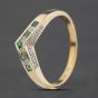 Second Hand 9ct Yellow Gold Emerald & 0.08ct Diamond Half Wishbone Ring 41384598