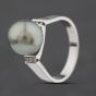 Second Hand 9ct White Gold Pearl & Diamond Dress Ring 41384602