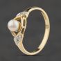 Second Hand 9ct Yellow Gold Pearl & 0.01ct Diamond Dress Ring 41384673
