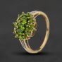 Second Hand 9ct Yellow Gold Diamond & Green Zircon Cluster Ring 41384757