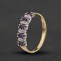 Second Hand 9ct Yellow Gold Diamond & Amethyst Half Eternity Ring 41384759