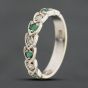 Second Hand 9ct White Gold Emerald & Diamond Half Eternity Ring 41385015
