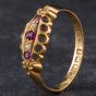 Second Hand Antique 18ct Yellow Gold Ruby & Diamond Hallmarked Birmingham 1910 Boat Shape Five Stone Ring 4138836