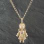 Second Hand 9ct Yellow Gold Multi Stone Large Ragdoll Gemstone Pendant & 26 Inch Belcher Chain 4139940