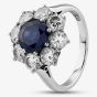Second Hand Vintage White Gold Sapphire & 2.00ct Brilliant Cut Diamond Cluster Ring 414800794