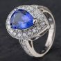Second Hand 14ct White Gold 3.67ct Tanzanite & 1.22ct Brilliant Cut Diamond Pear Shape Cluster Ring 4148051
