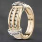 Second Hand 9ct Two Colour Gold 0.50ct Diamond Channel Set Two Row Ring 41481018