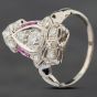 Second Hand Vintage White Gold Ruby & Diamond Art Deco Dress Ring 41481053
