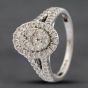 Second Hand 9ct White Gold 1.00ct Brilliant Cut Diamond Oval Cluster Ring 41481090